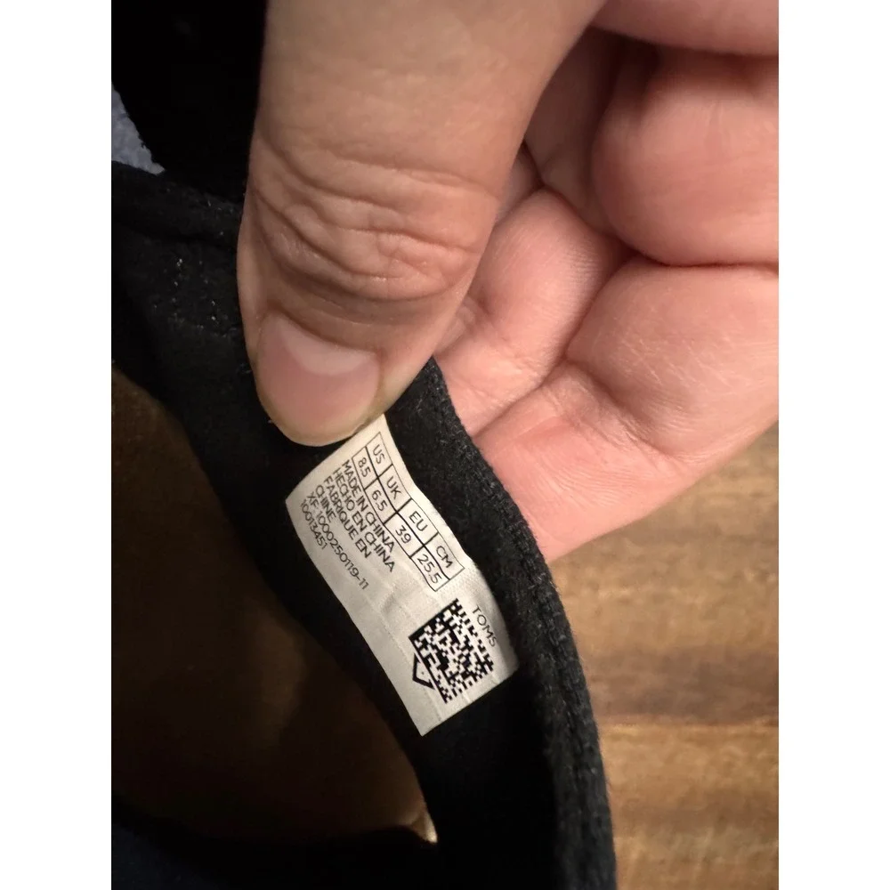 TOMS Women's 8.5 Black Espadrille Wedge Sandals Slingback Peep Toe